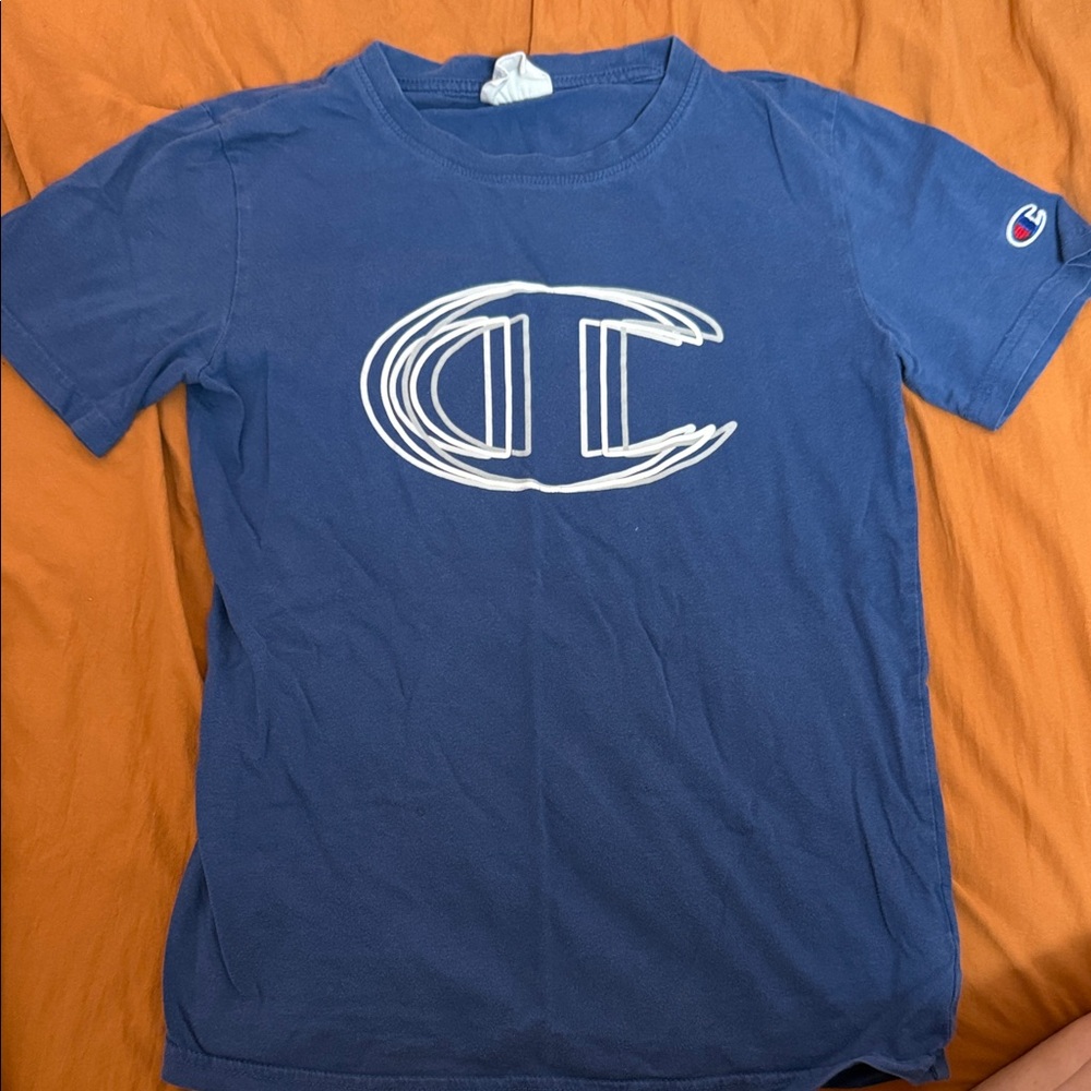 Champion Classic Blue Tee with Iconic Emblem